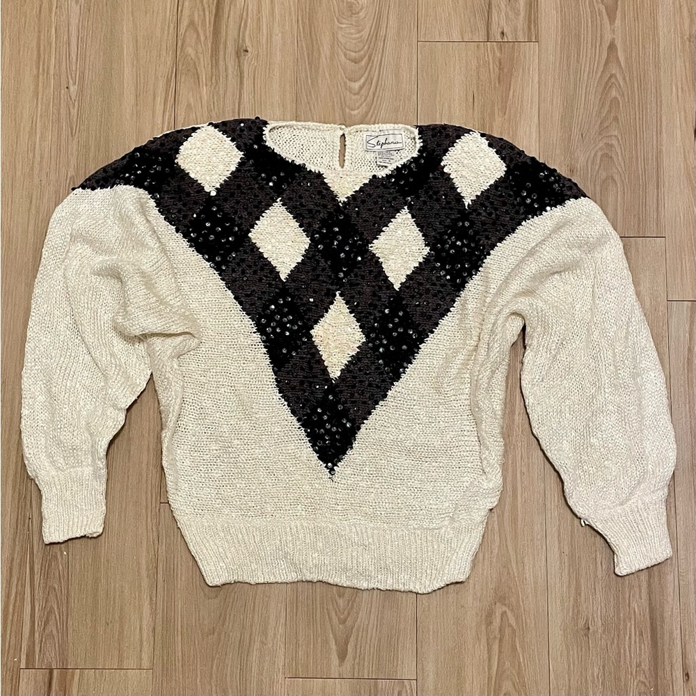 Vintage Harlequin Diamond Sequin Sweater